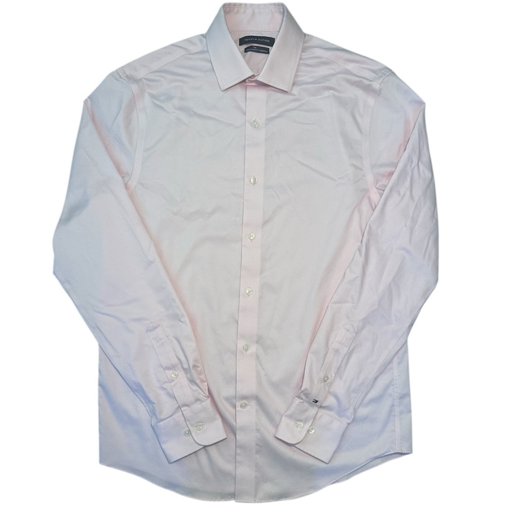 Tommy Hilfiger Men's Pink Dress Shirt Long Sleeve Button Up Size Medium